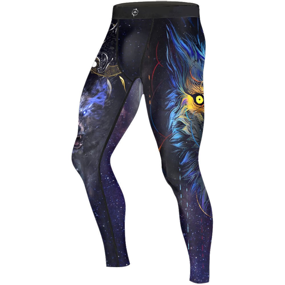 Sun and Moon Wolf Entities Men's Compression Leggings - BattleFitGear