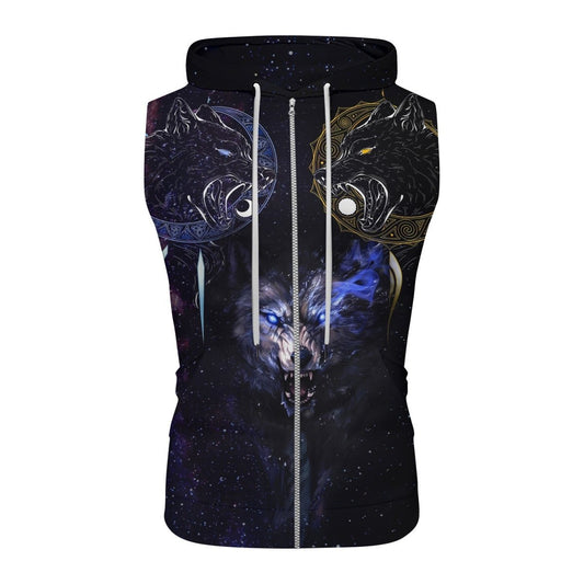 Sun and Moon Wolf Entities Sleeveless Pullover & Zip Hoodie - BattleFitGear