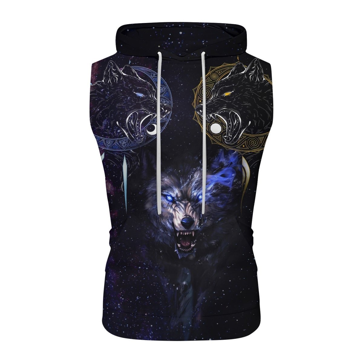 Sun and Moon Wolf Entities Sleeveless Pullover & Zip Hoodie - BattleFitGear