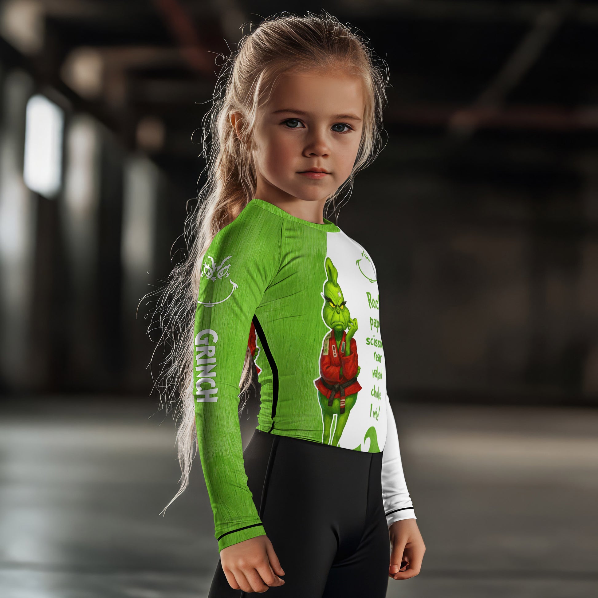 The Grinch Rear Naked Choke Kids Rash Guard