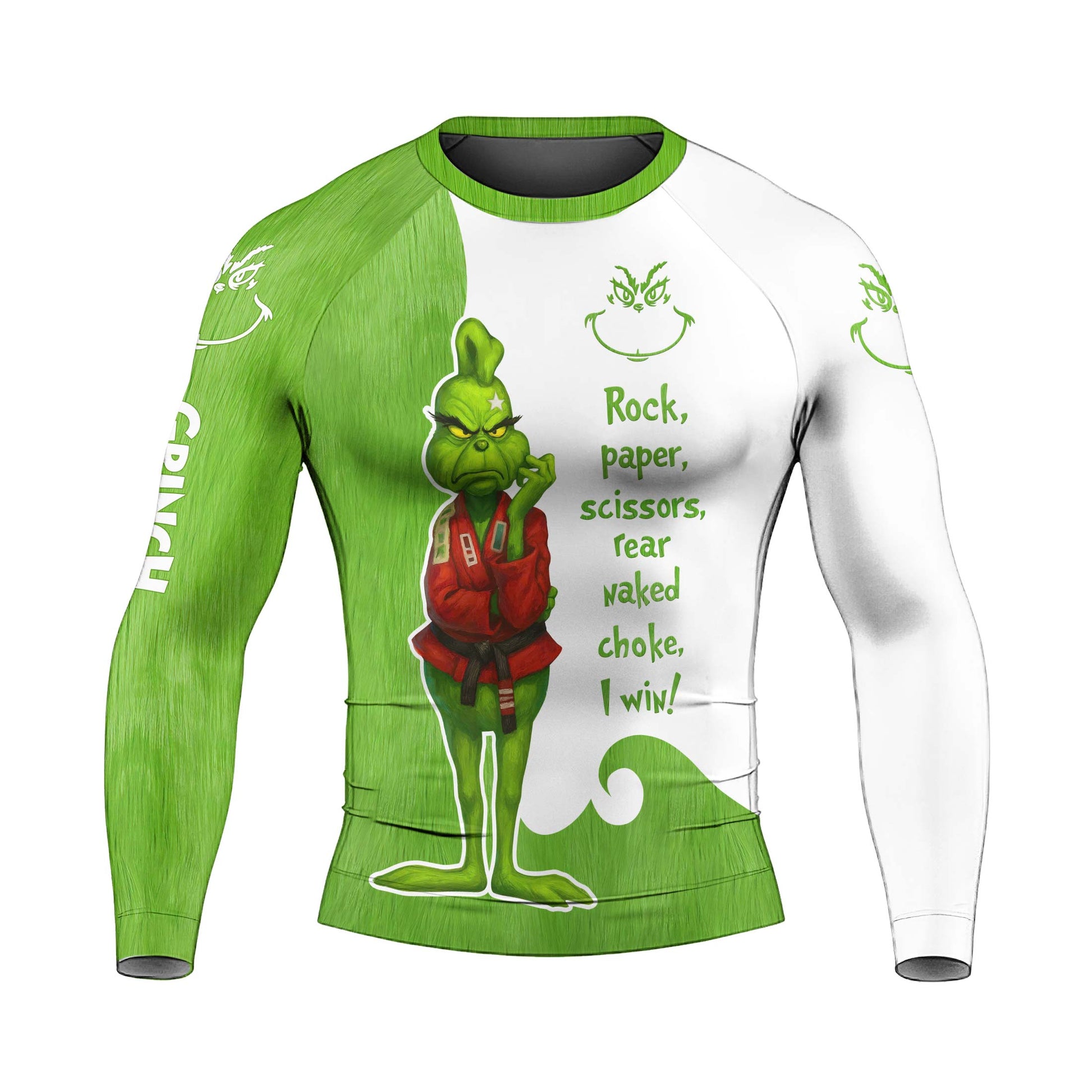 The Grinch Rear Naked Choke Men's Long Sleeve Rash Guard