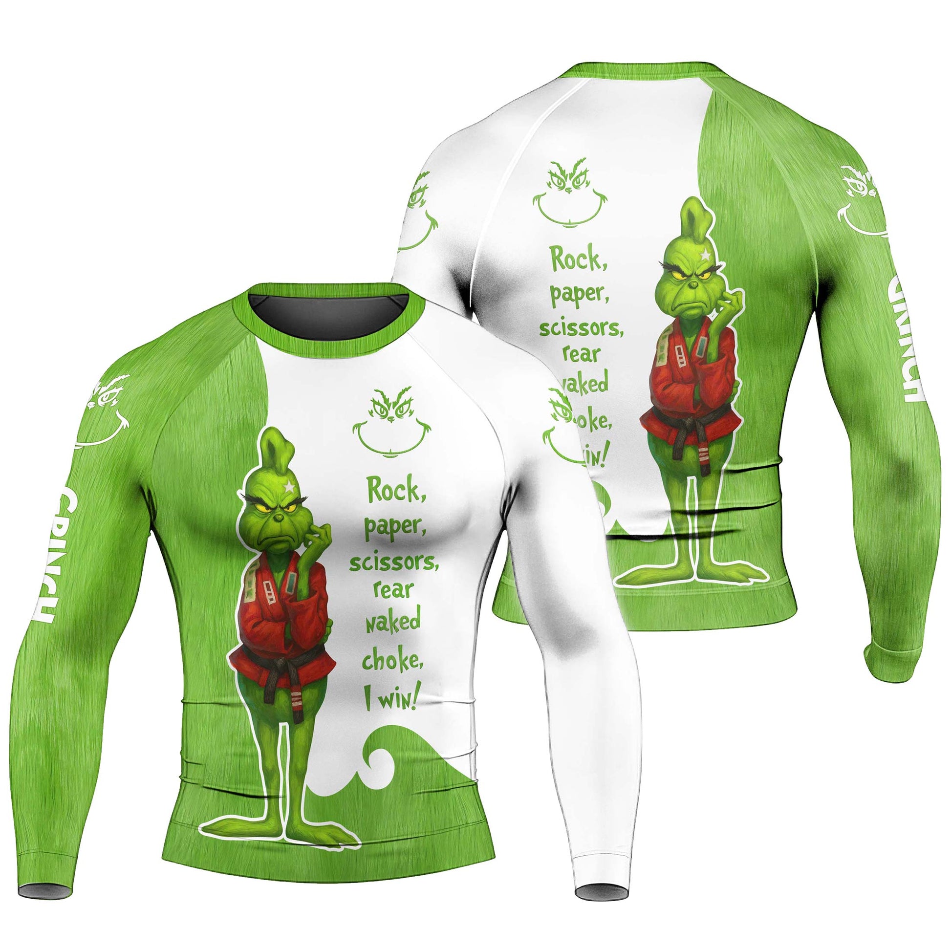 The Grinch Rear Naked Choke Men's Long Sleeve Rash Guard