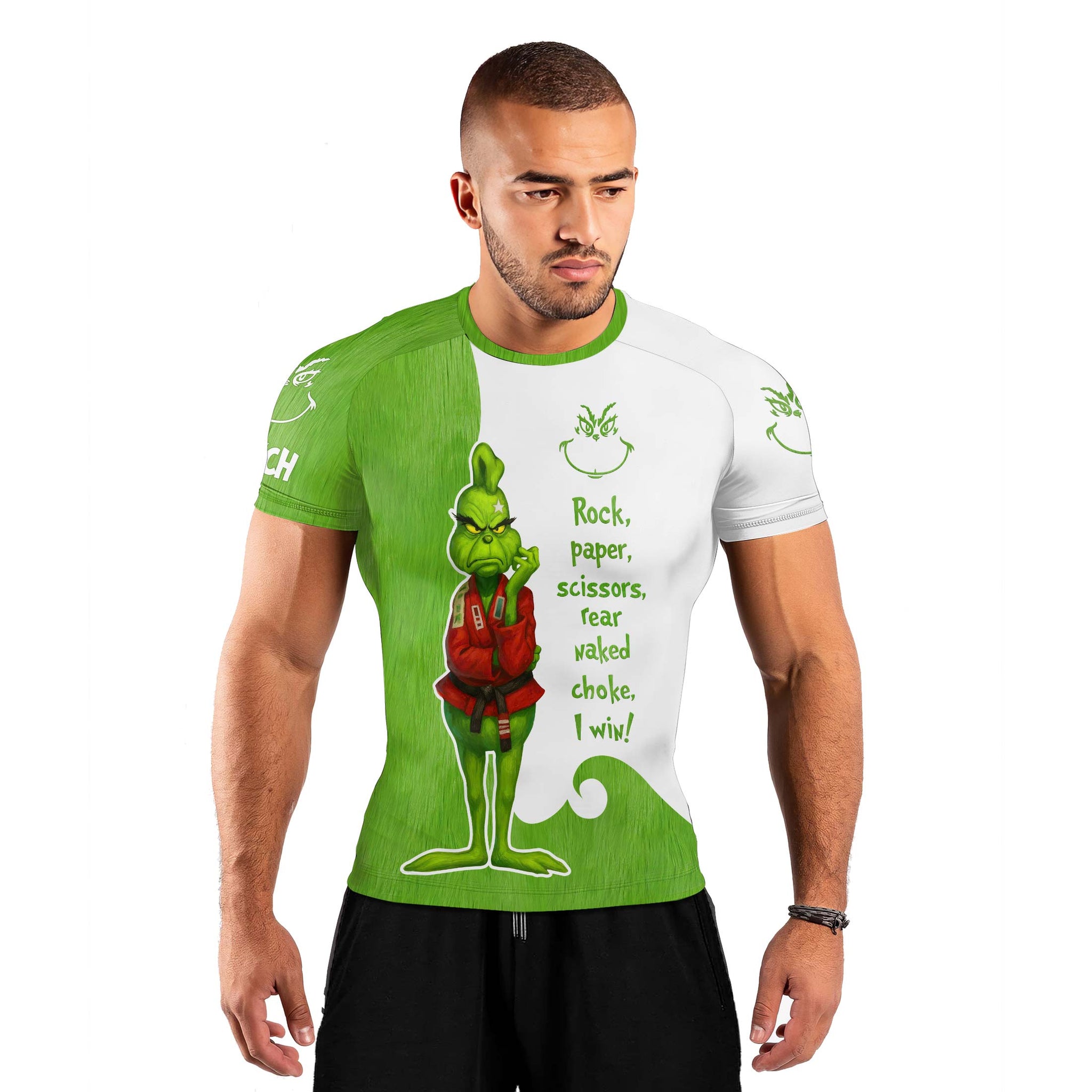 The Grinch Rear Naked Choke Men's Short Sleeve Rash Guard