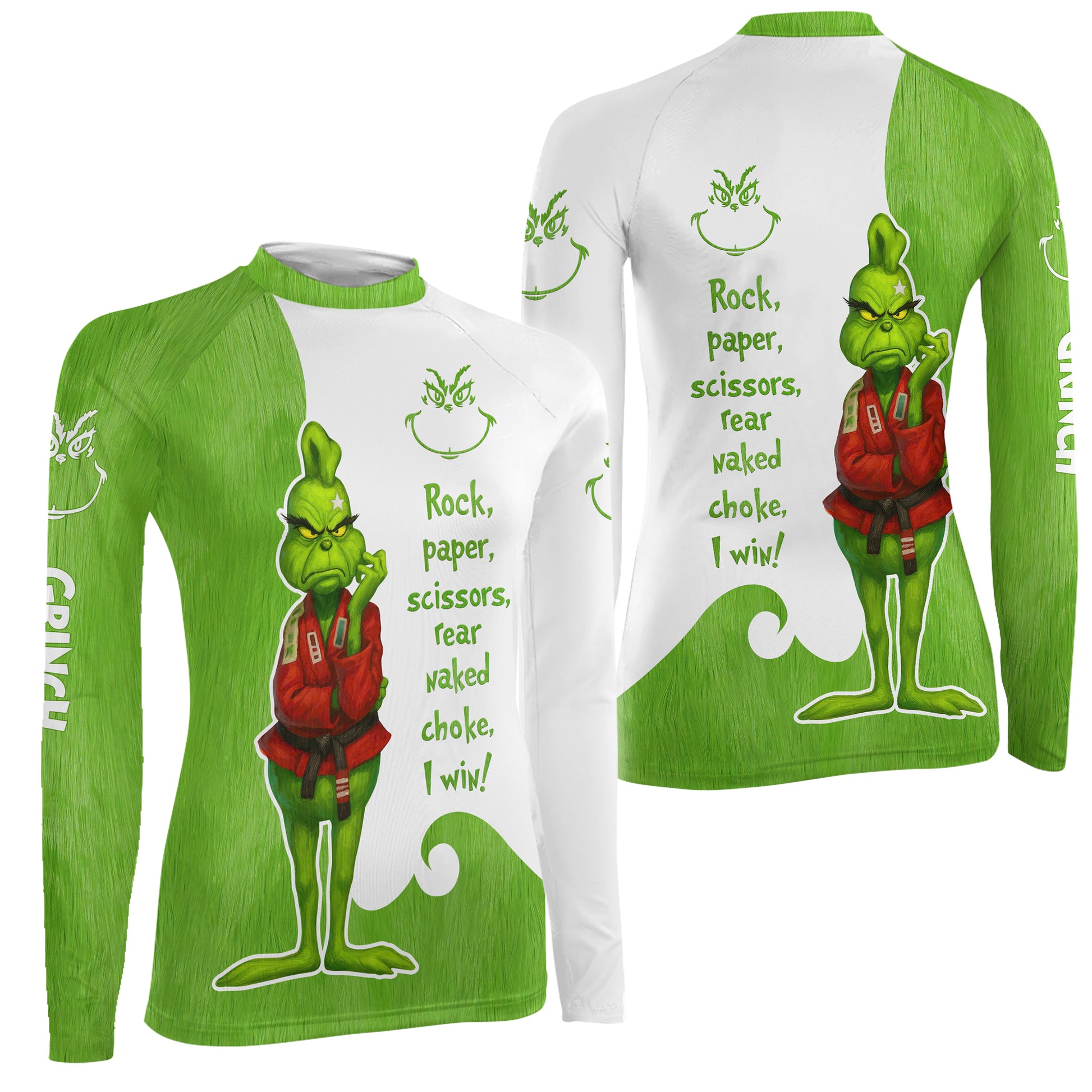 The Grinch Rear Naked Choke Women's Long Sleeve Rash Guard