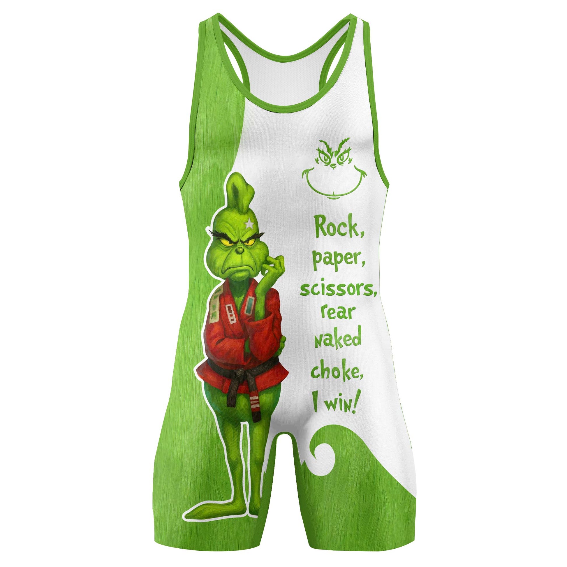 The Grinch Rear Naked Choke Wrestling Singlets