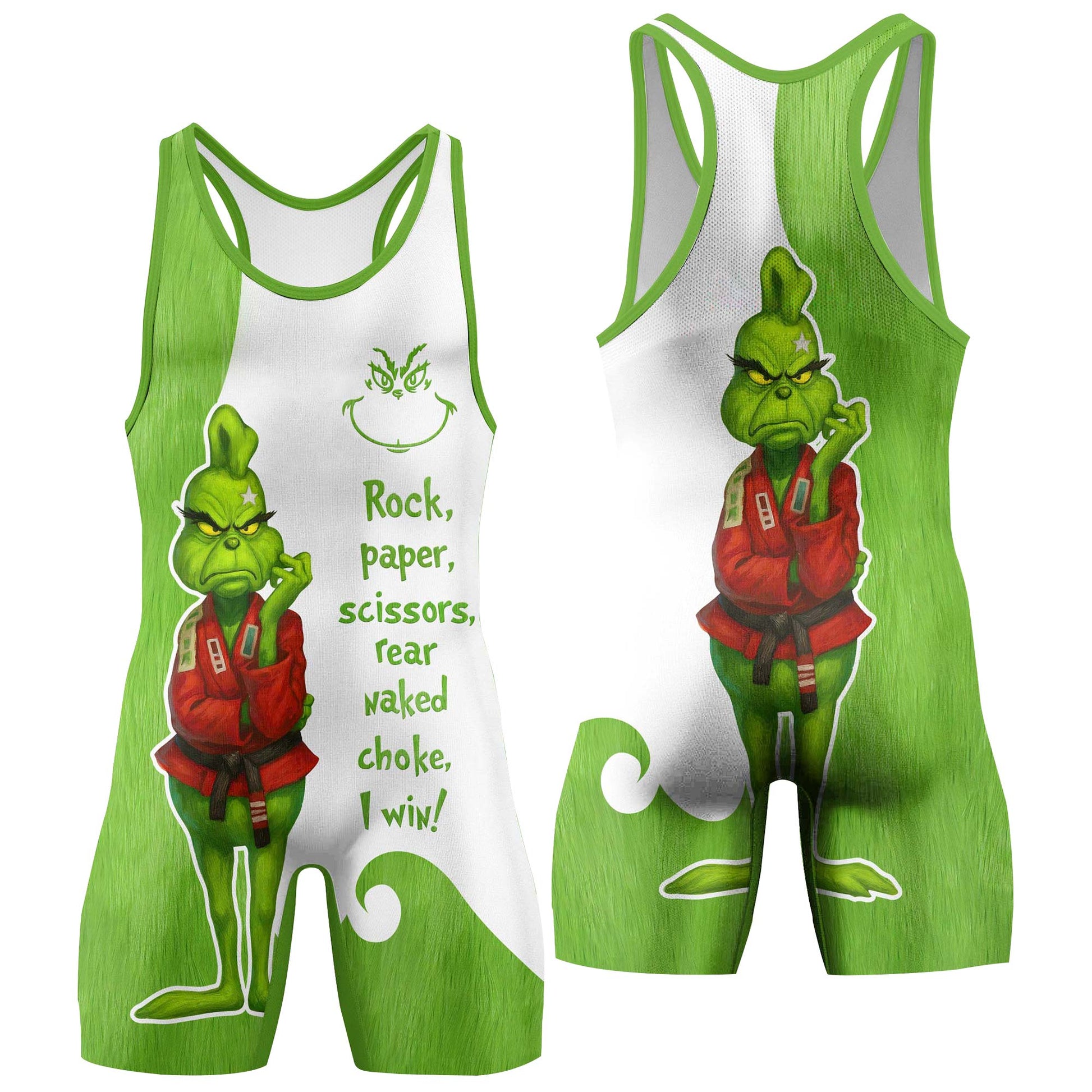 The Grinch Rear Naked Choke Wrestling Singlets