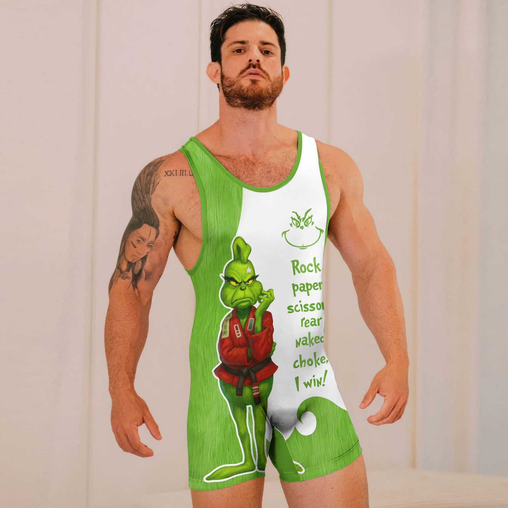 The Grinch Rear Naked Choke Wrestling Singlets