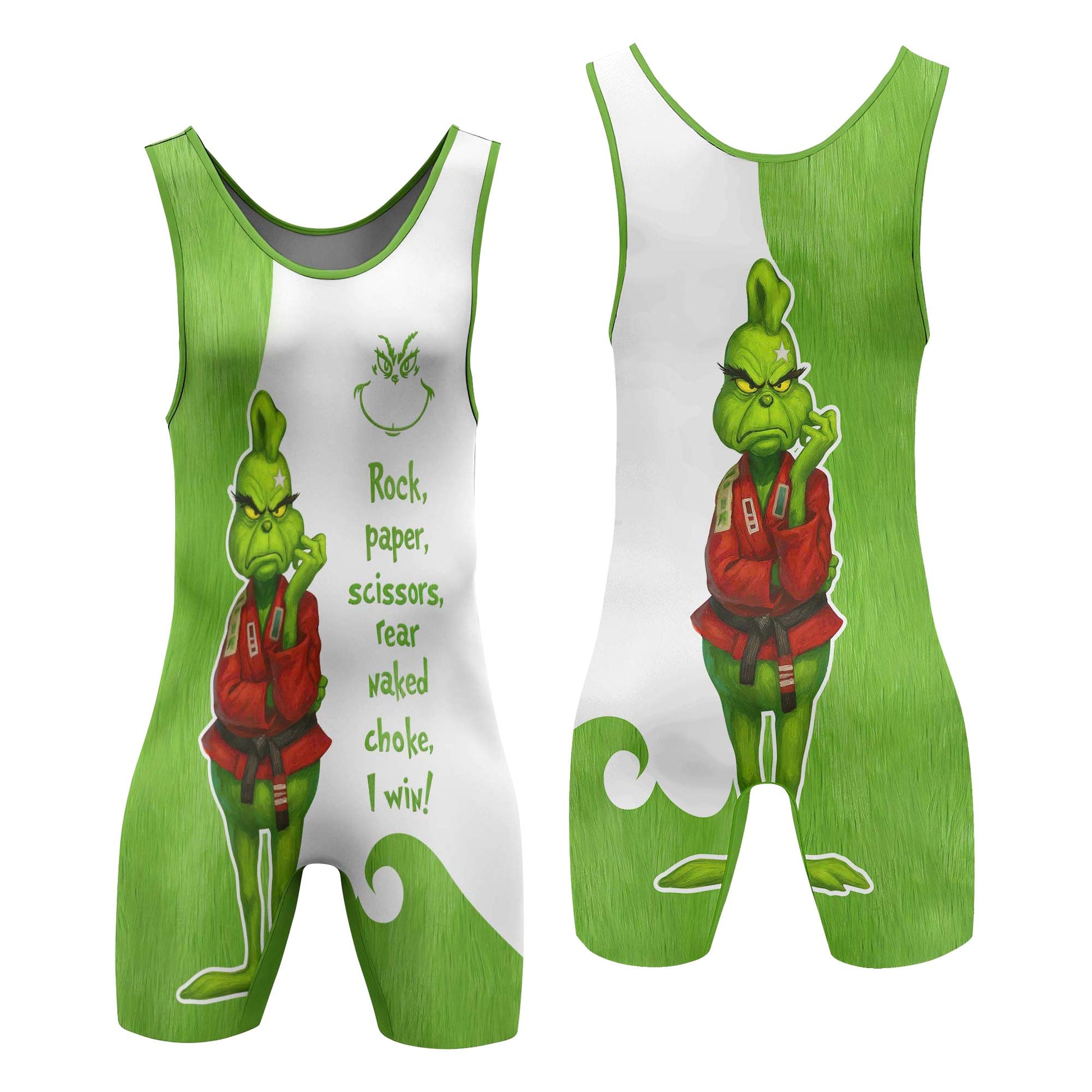 The Grinch Rear Naked Choke Wrestling Singlets
