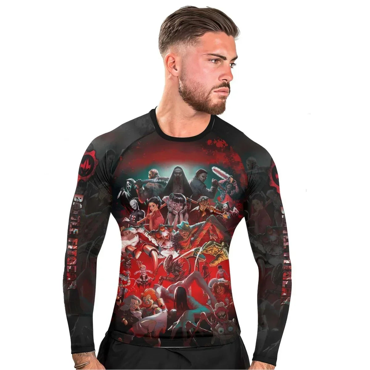 Horror Rash Guards The Horror of Halloween Men's Long Sleeve Rash Guard