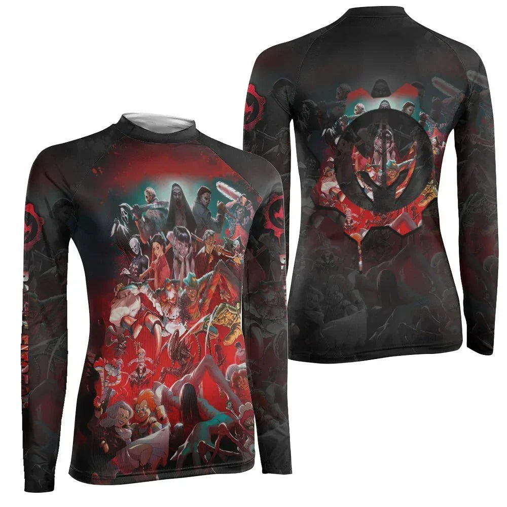 Horror Rash Guards The Horror of Halloween Women Long Sleeve Rash Guard | Women Fightwear