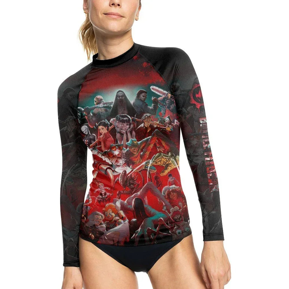 Horror Rash Guards The Horror of Halloween Women Long Sleeve Rash Guard | Women Fightwear
