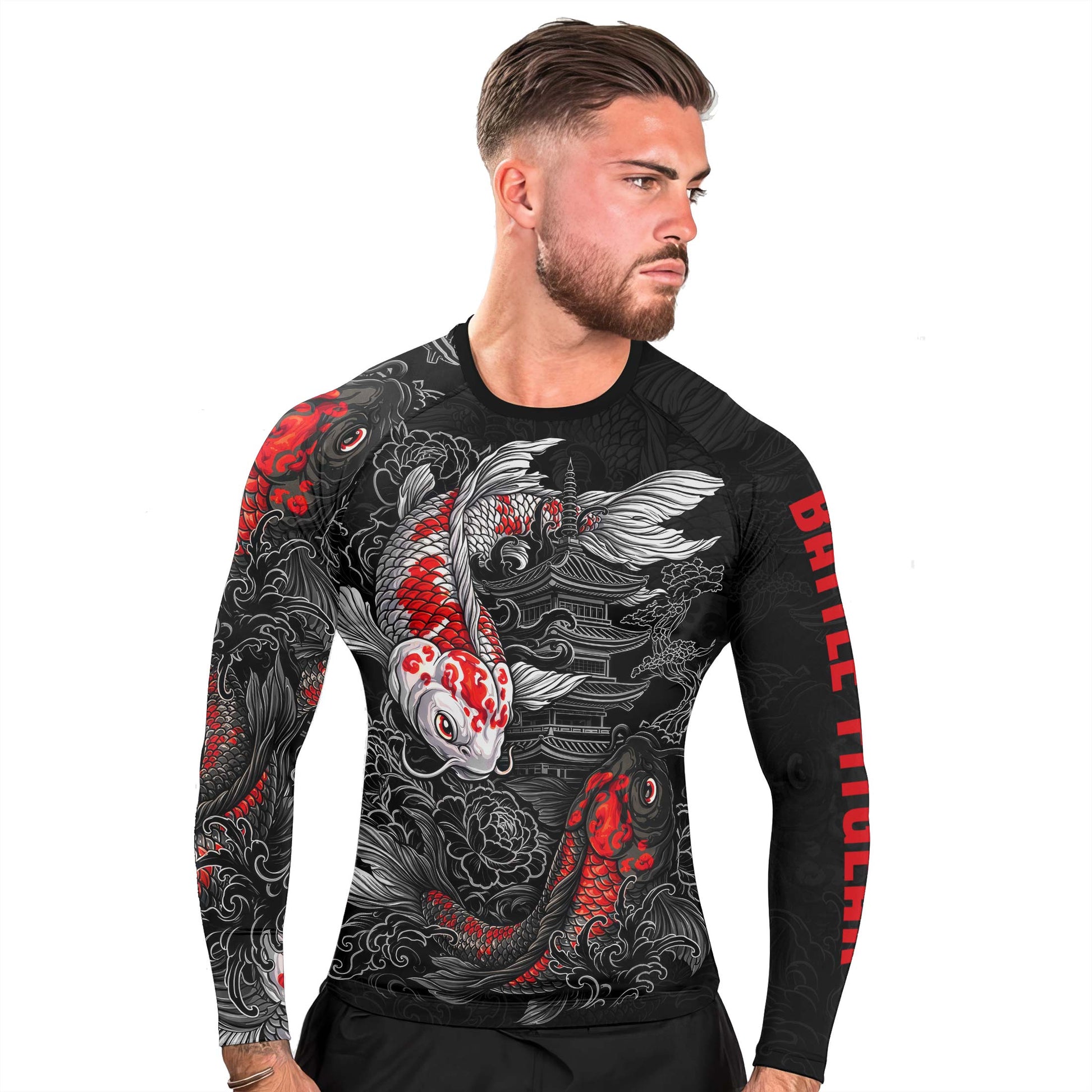 Twin Koi Fish Men's Long Sleeve Rash Guard