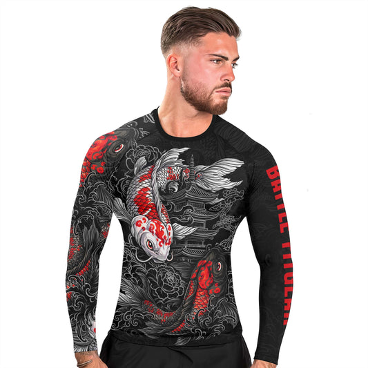 Twin Koi Fish Men's Long Sleeve Rash Guard
