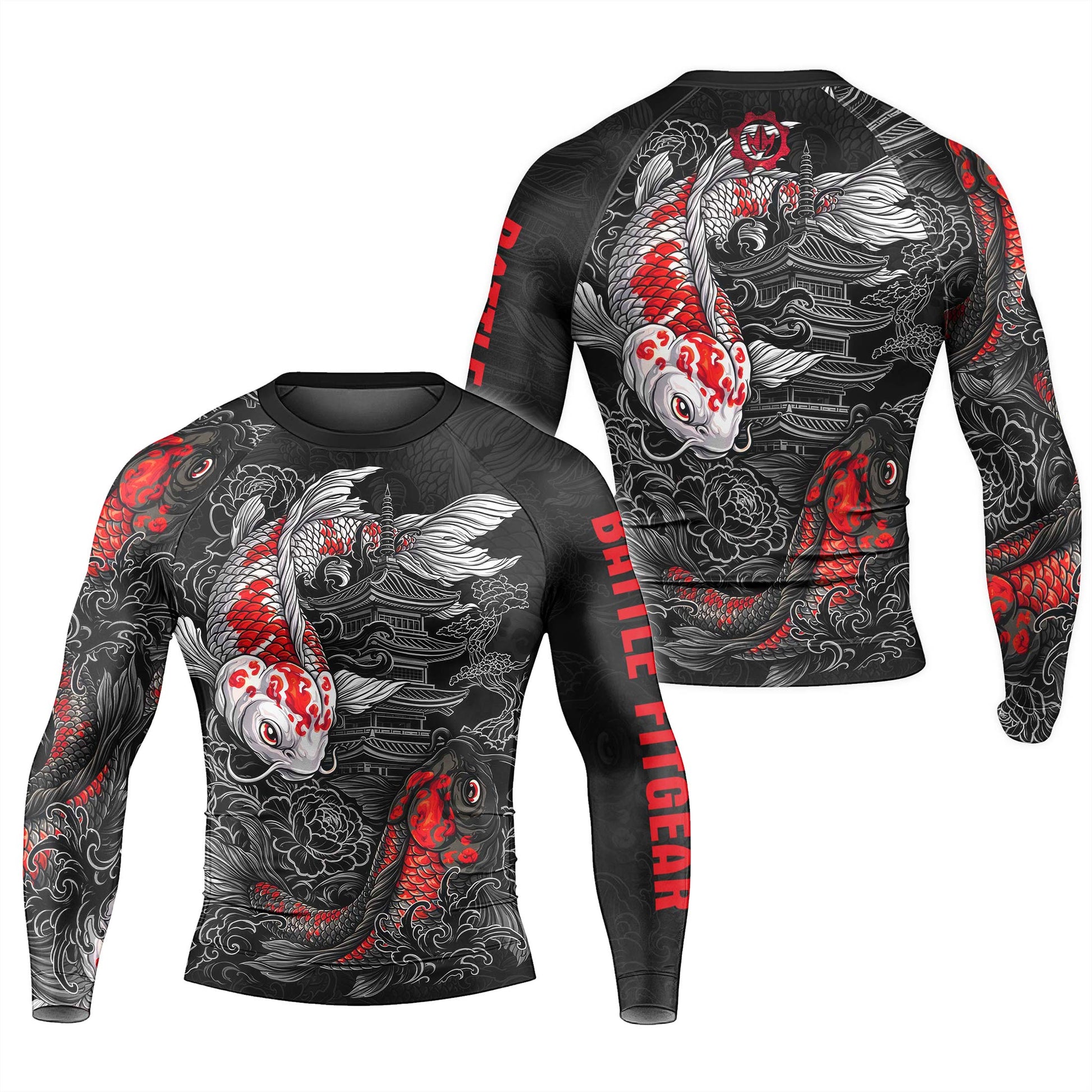 Twin Koi Fish Men's Long Sleeve Rash Guard