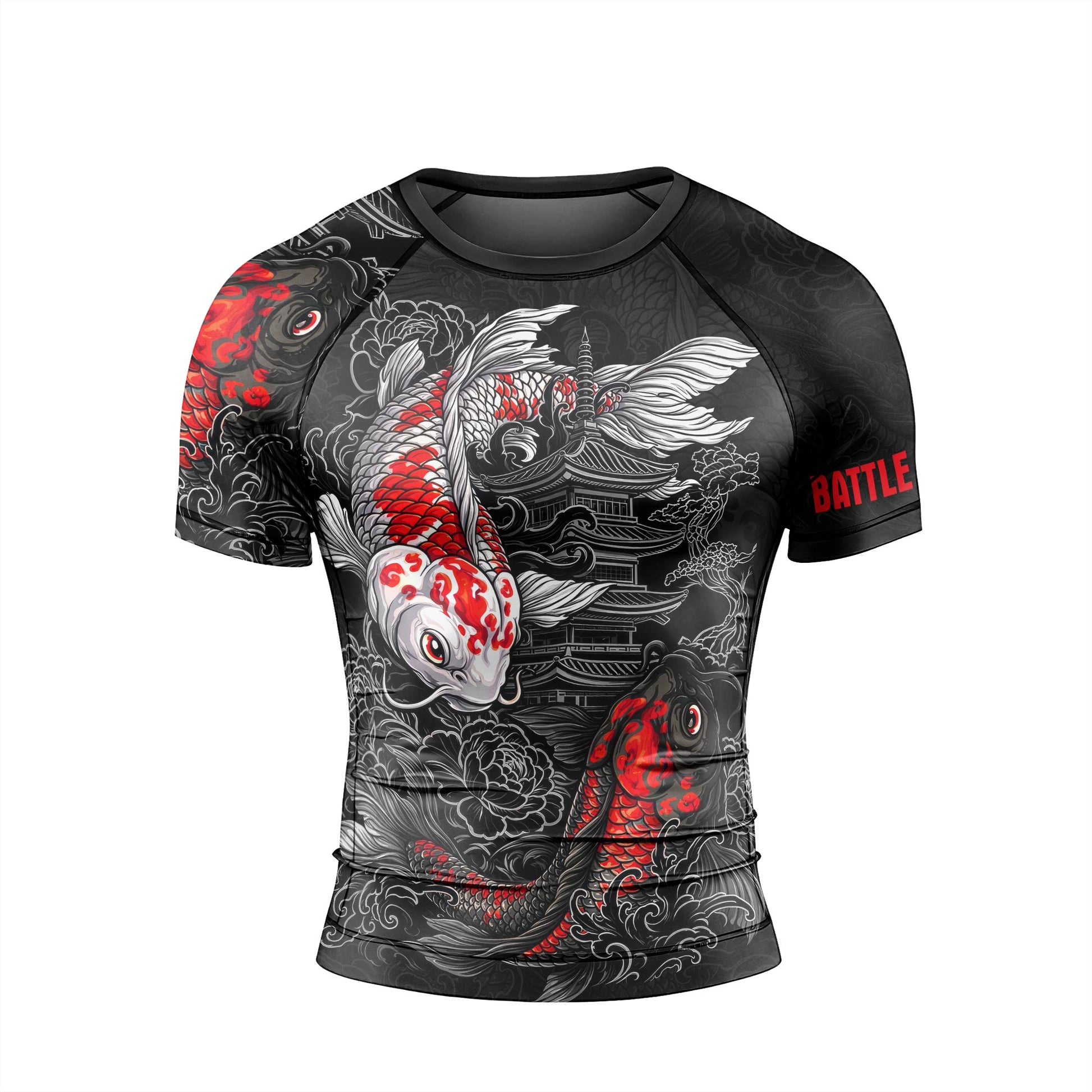 Twin Koi Fish Men's Short Sleeve Rash Guard