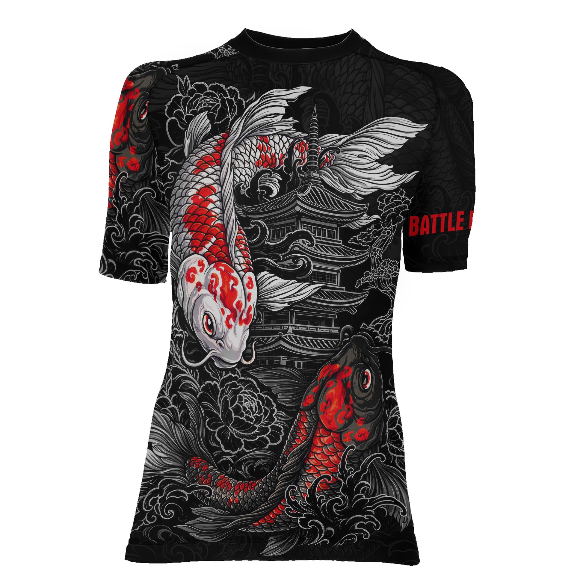 Twin Koi Fish Women's Short Sleeve Rash Guard