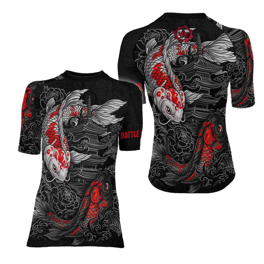 Twin Koi Fish Women's Short Sleeve Rash Guard