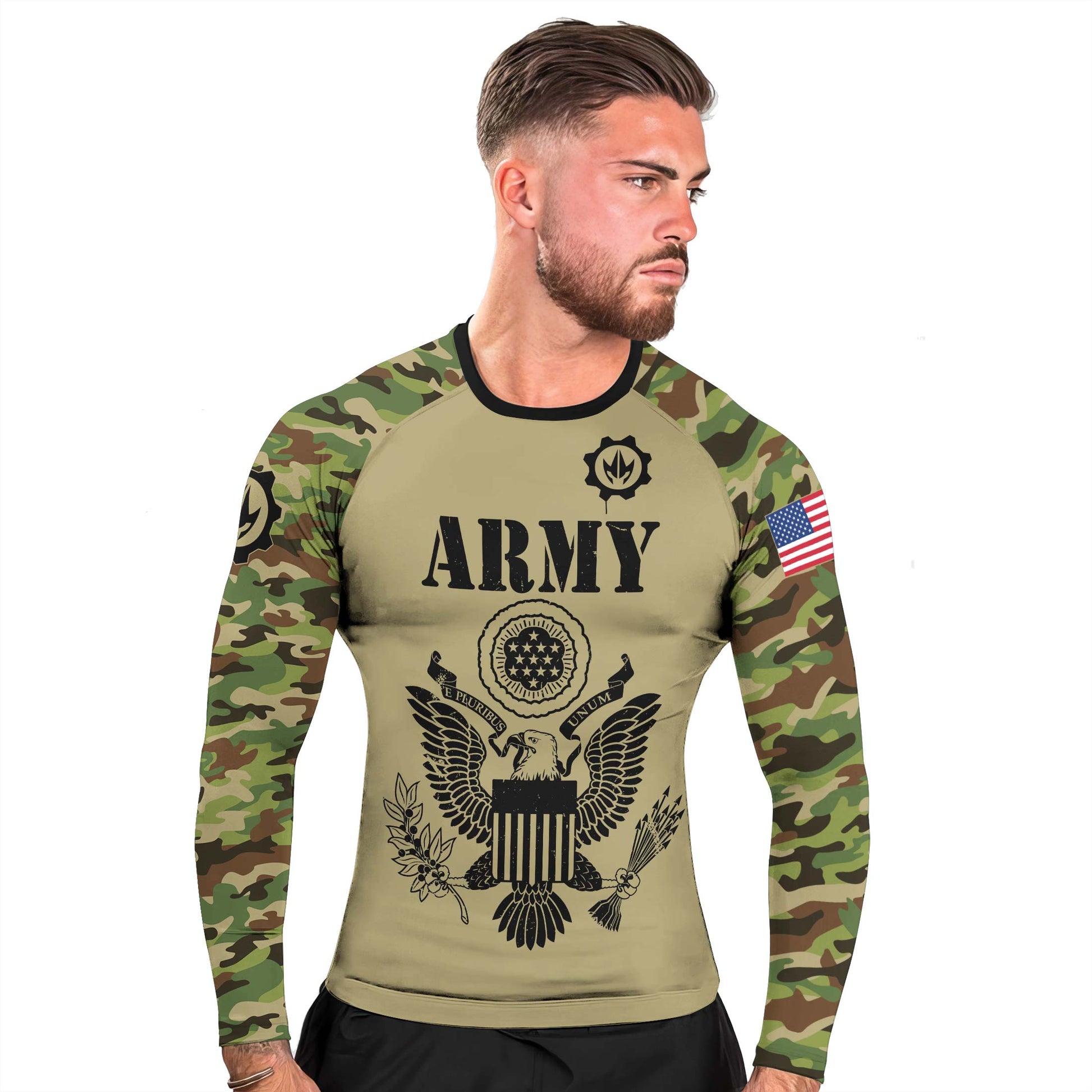 US Army Camo Men's Long Sleeve Rash Guard