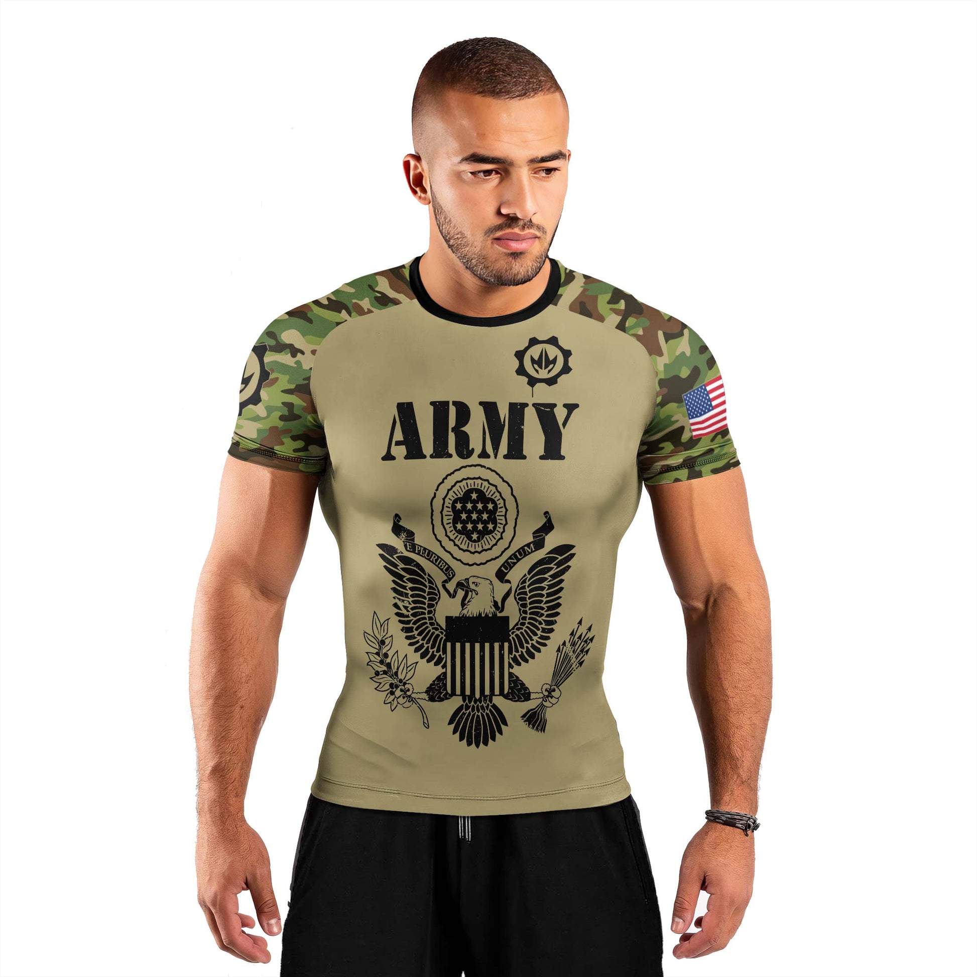 US Army Camo Men's Short Sleeve Rash Guard