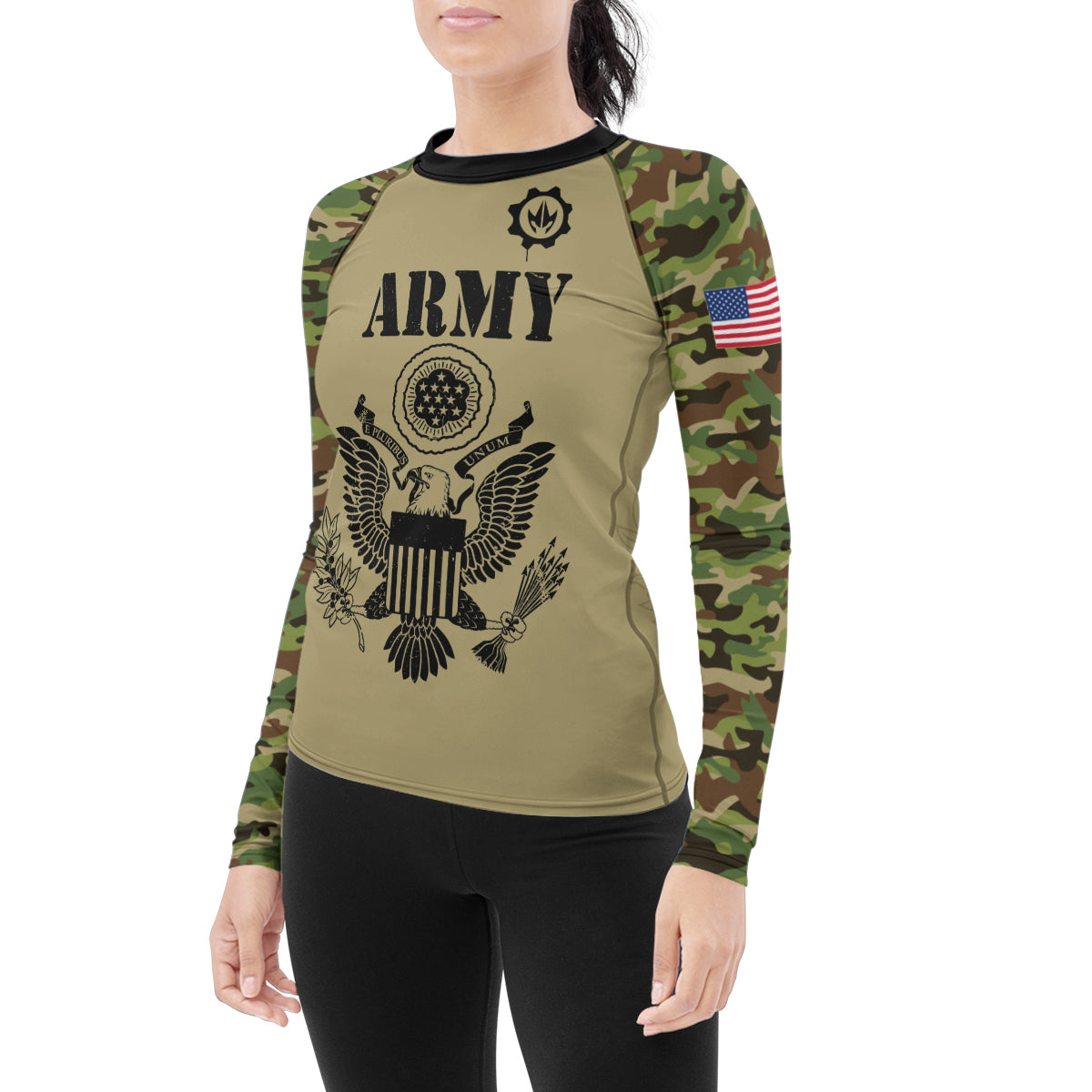 US Army Camo Women's Long Sleeve Rash Guard