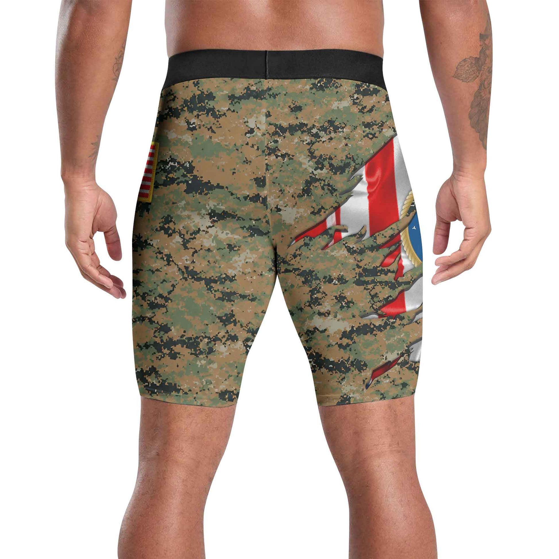 US Marine American Flag Camo Compression Shorts
