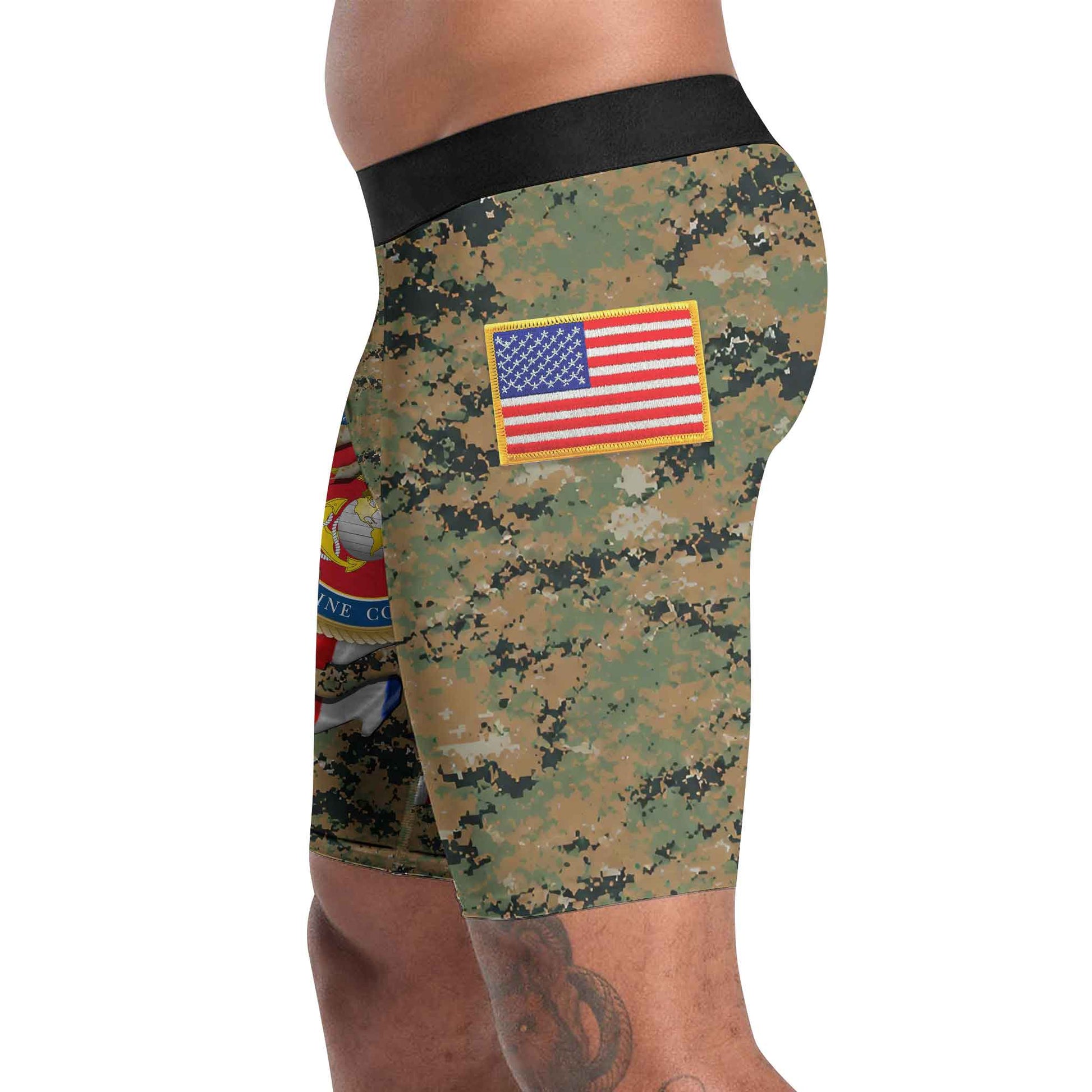 US Marine American Flag Camo Compression Shorts