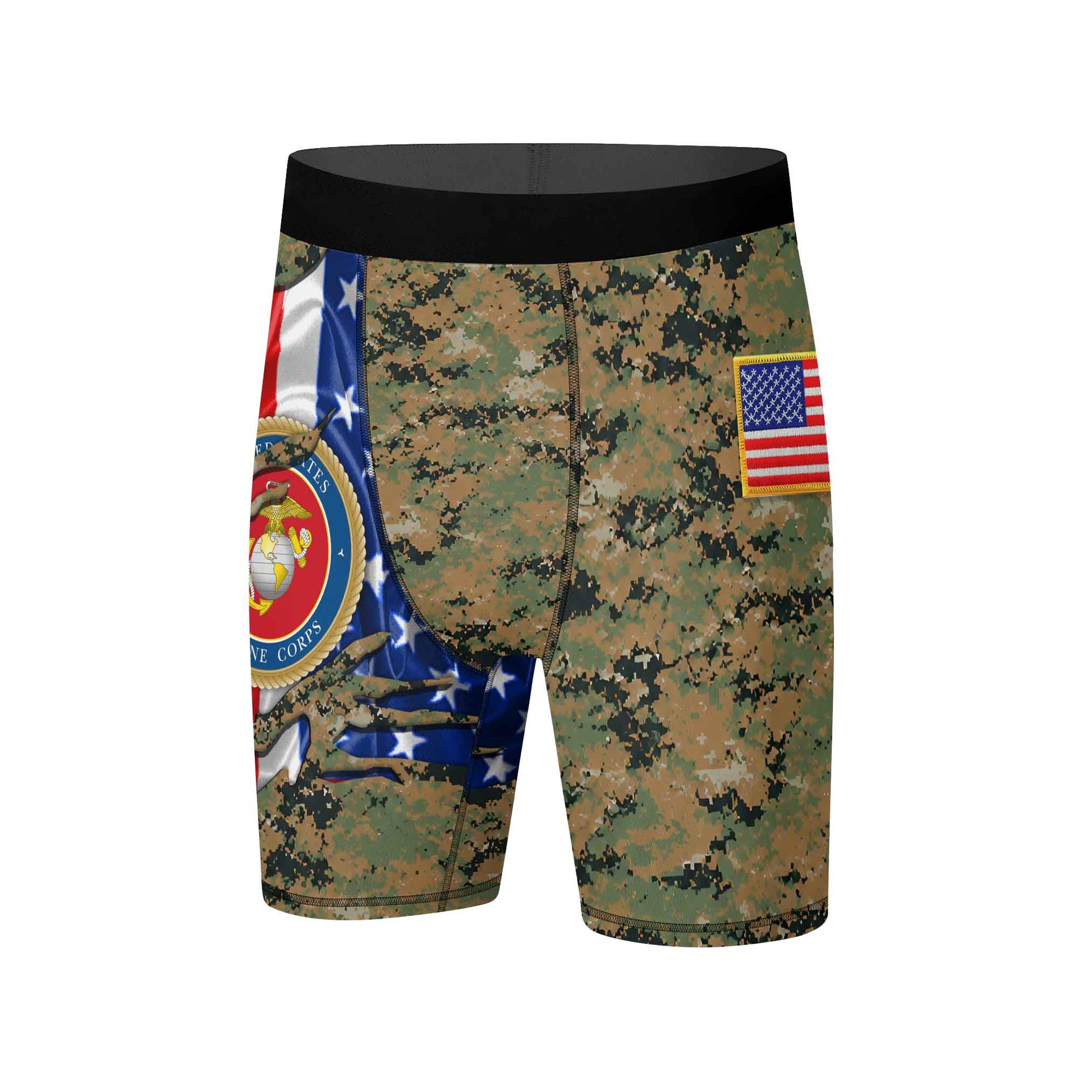 US Marine American Flag Camo Compression Shorts