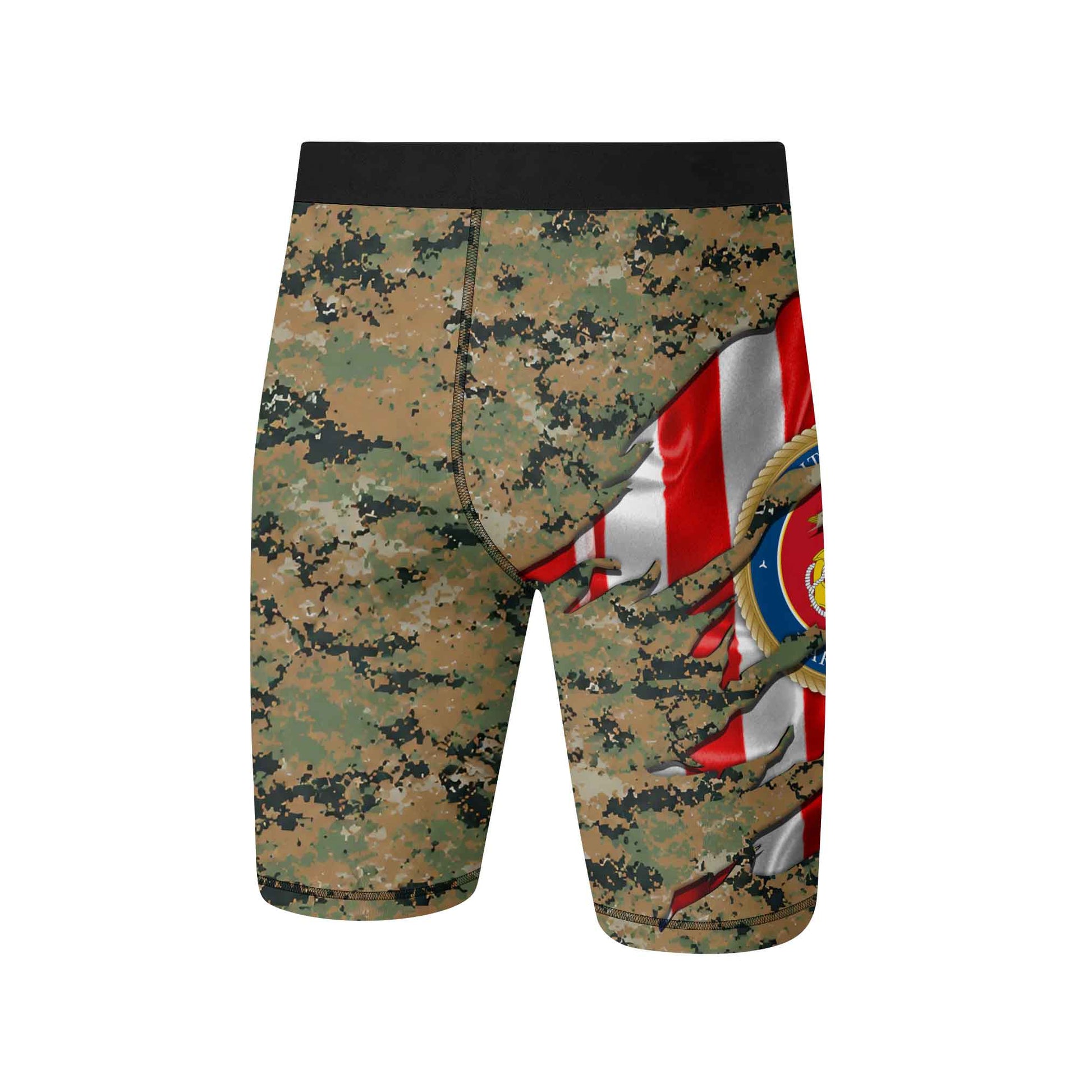 US Marine American Flag Camo Compression Shorts