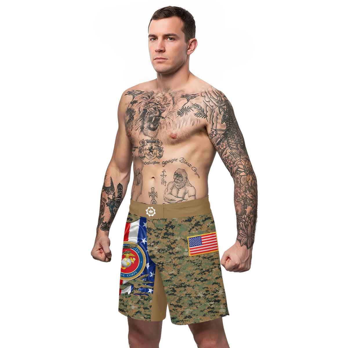 US Marine American Flag Camo Fight Shorts