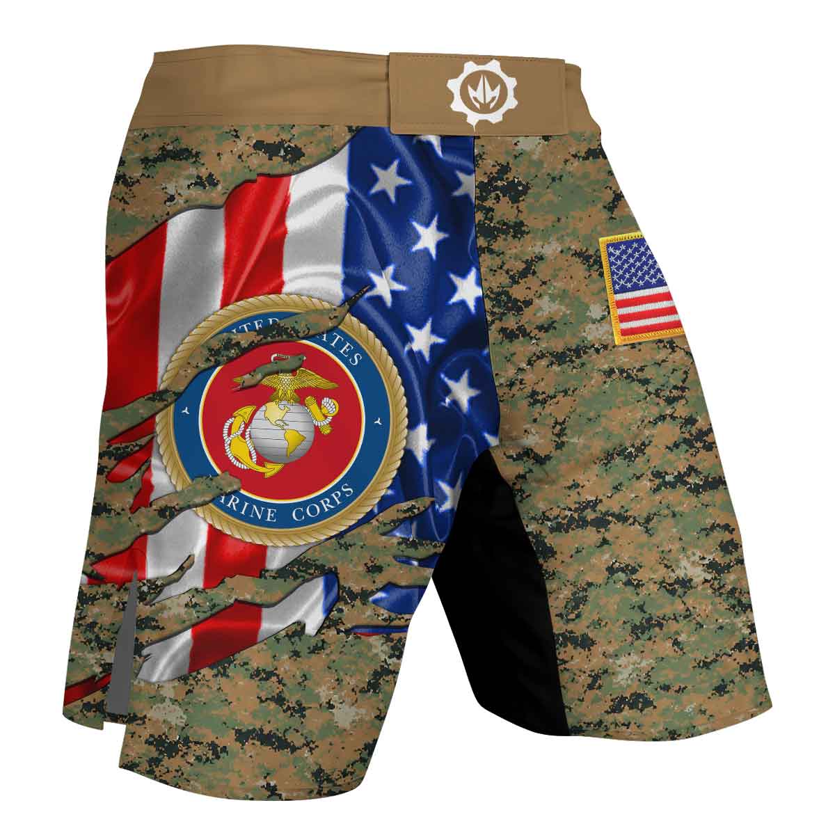 US Marine American Flag Camo Fight Shorts