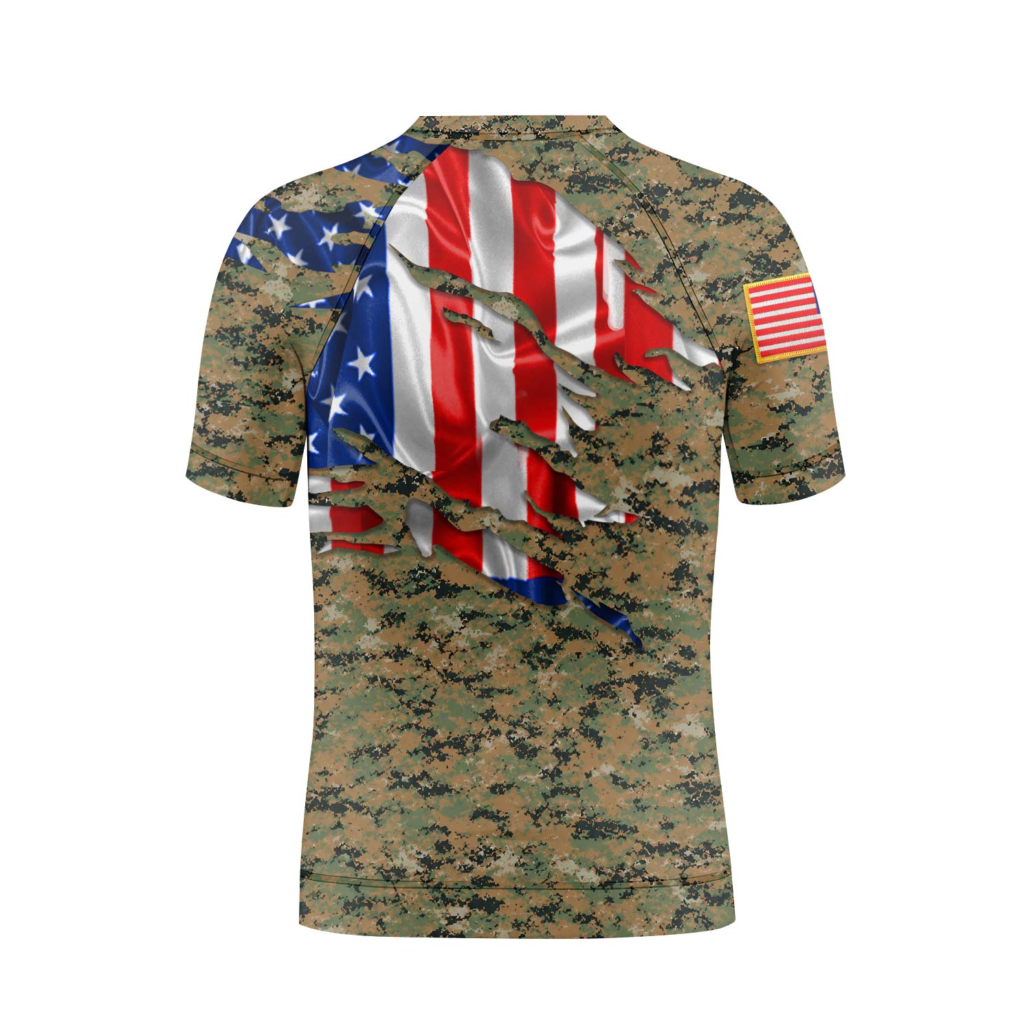 US Marine American Flag Camo Kids Rash Guard