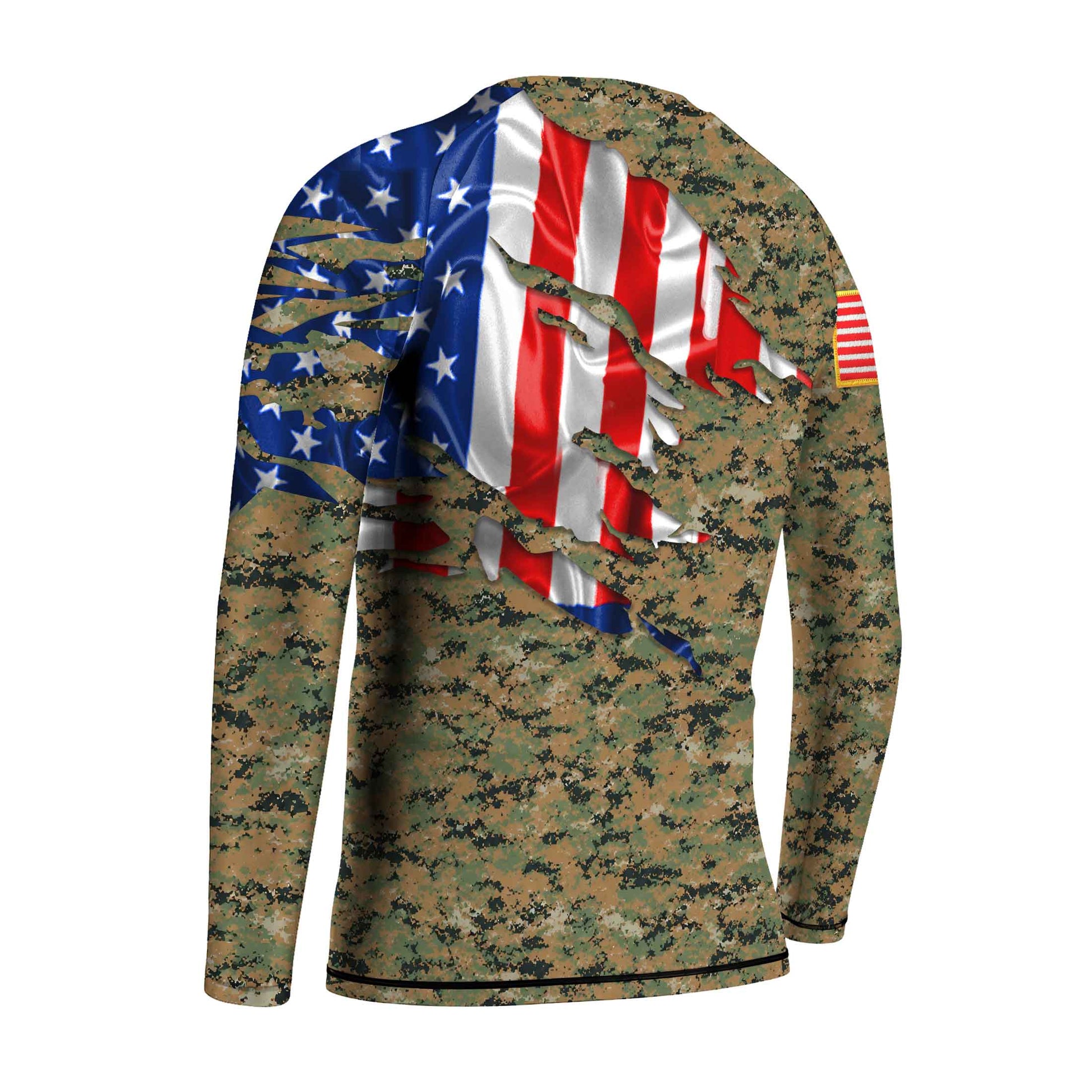 US Marine American Flag Camo Kids Rash Guard