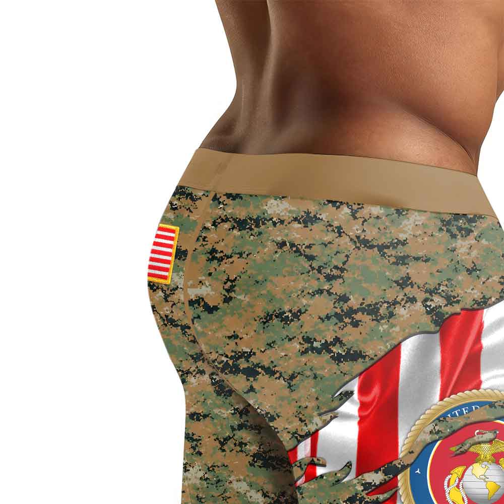 US Marine American Flag Camo Men's Compression Leggings
