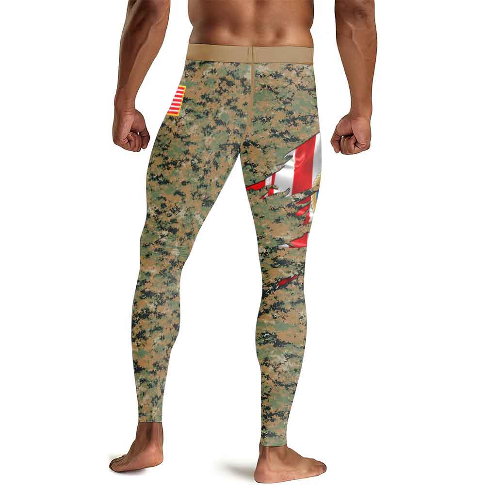 US Marine American Flag Camo Men's Compression Leggings
