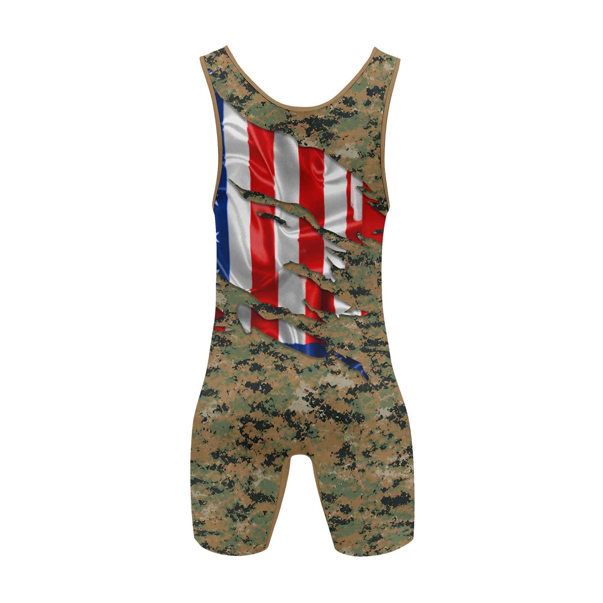 US Marine American Flag Camo Wrestling Singlets