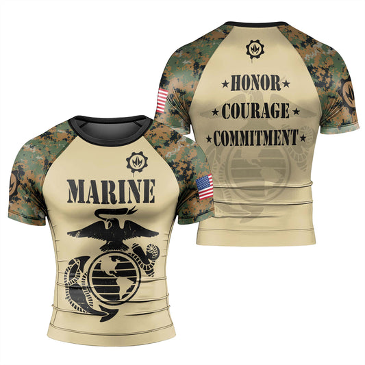 US Marine Men's Short Sleeve Rash Guard