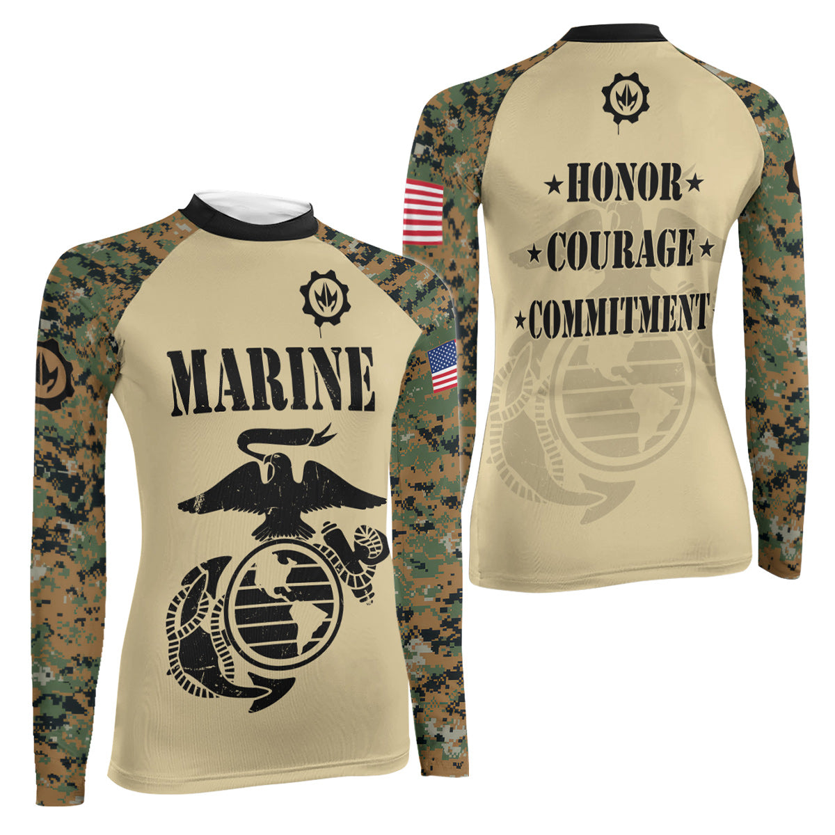 US Marine Women's Long Sleeve Rash Guard