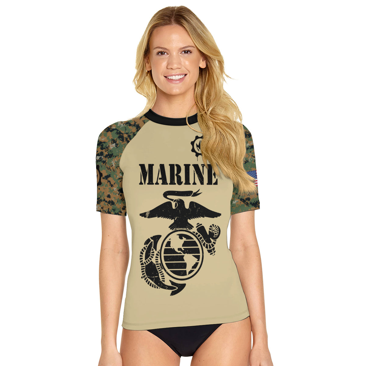 US Marine Women's Short Sleeve Rash Guard