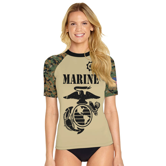US Marine Women's Short Sleeve Rash Guard