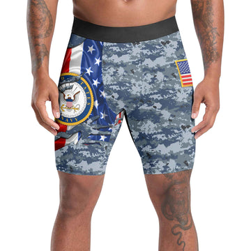 US Navy American Flag Camo Compression Shorts