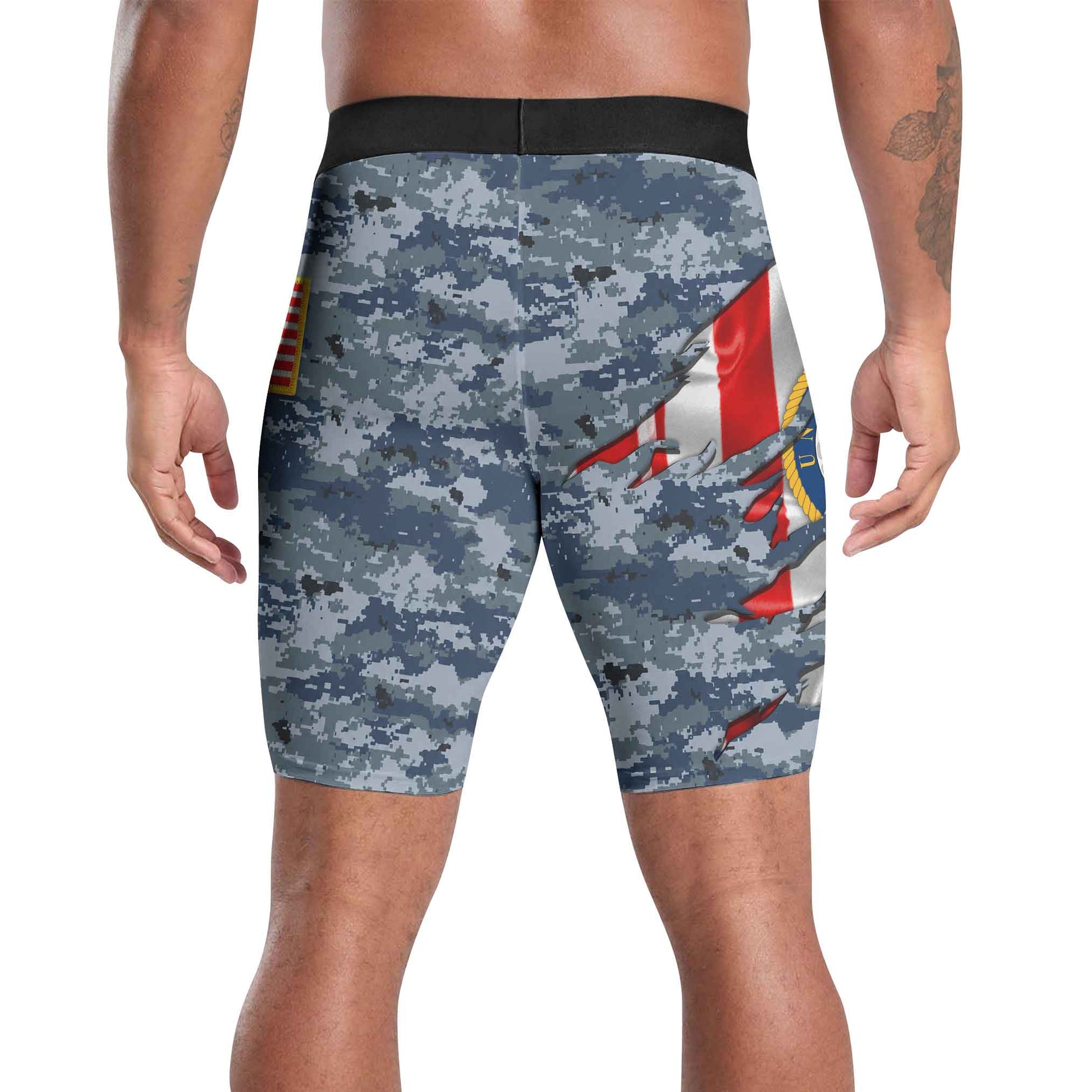 US Navy American Flag Camo Compression Shorts