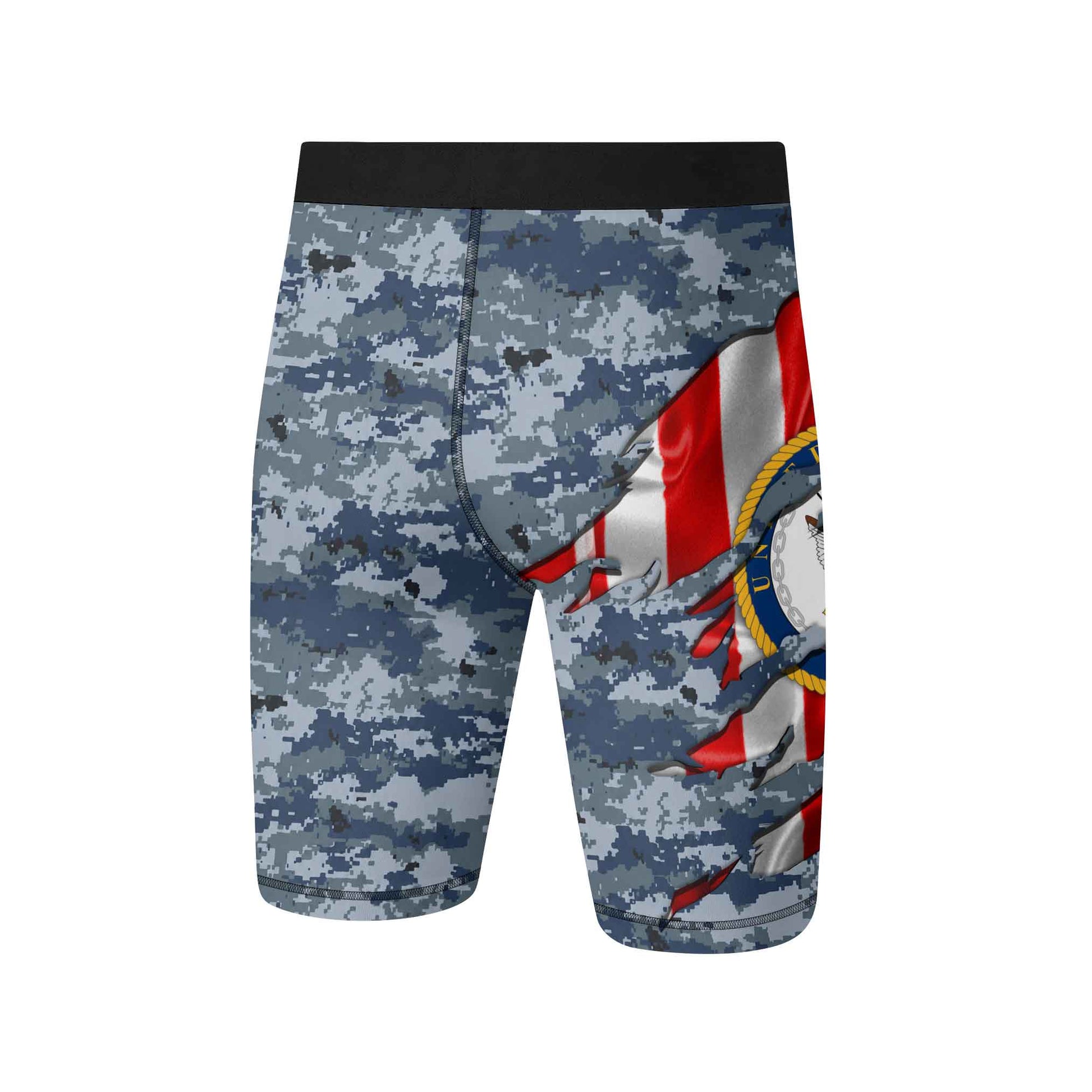 US Navy American Flag Camo Compression Shorts