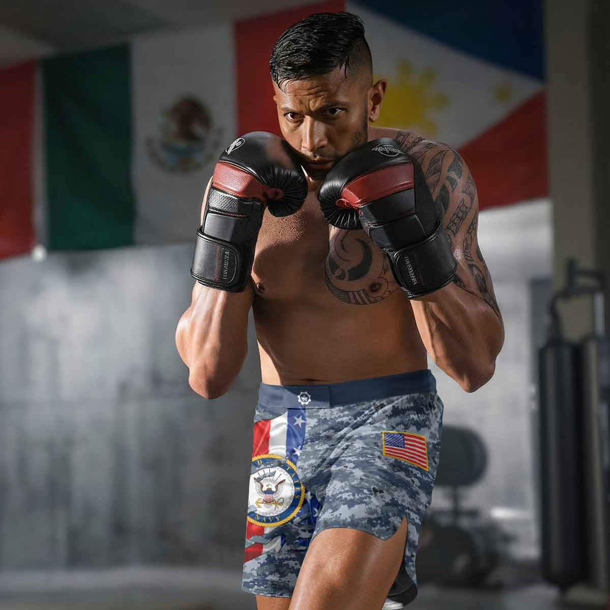 US Navy American Flag Camo Fight Shorts