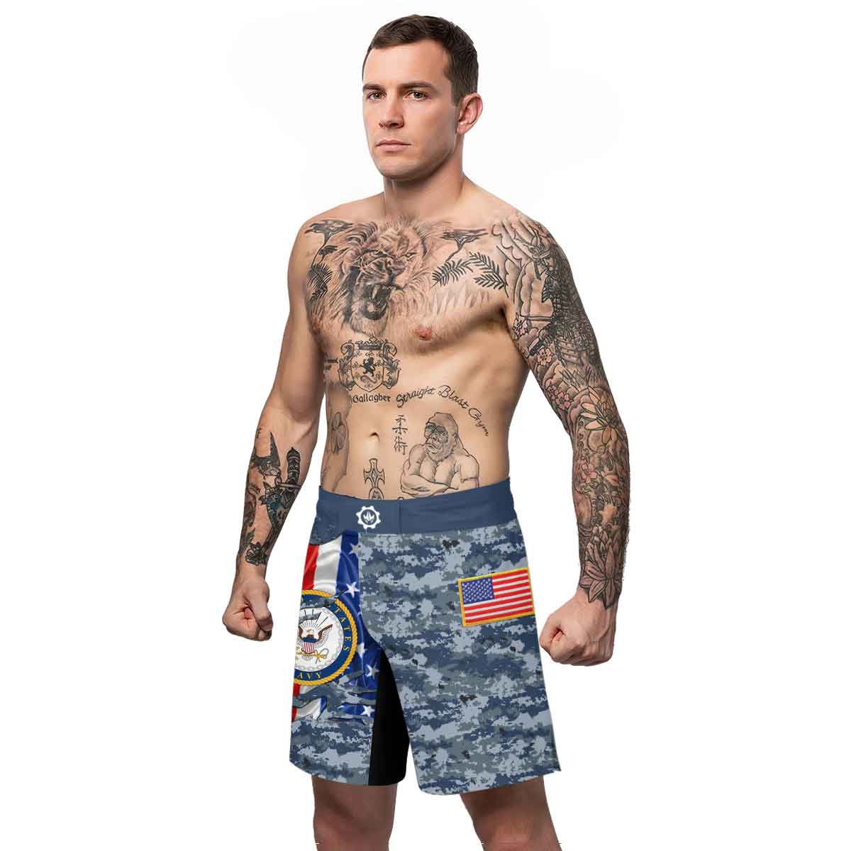 US Navy American Flag Camo Fight Shorts