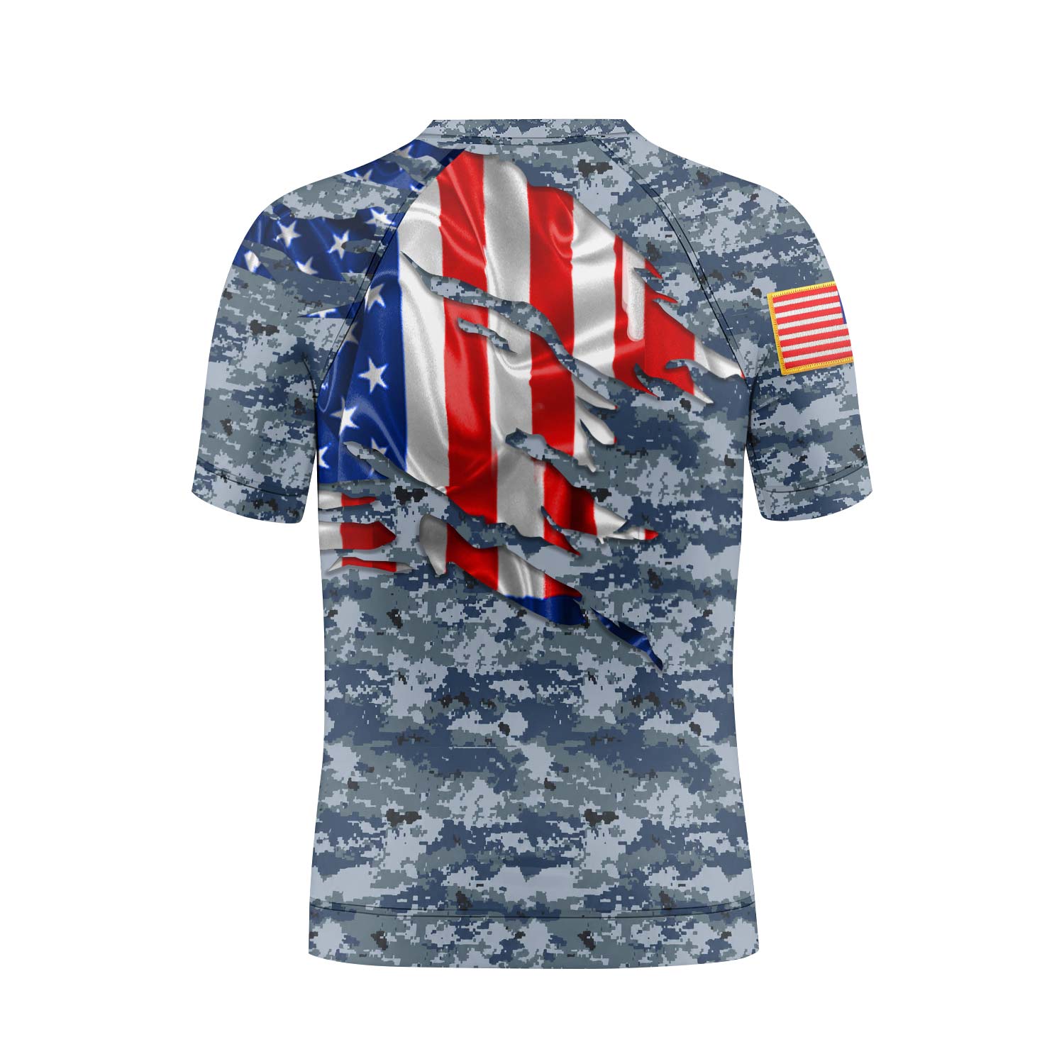 US Navy American Flag Camo Kids Rash Guard