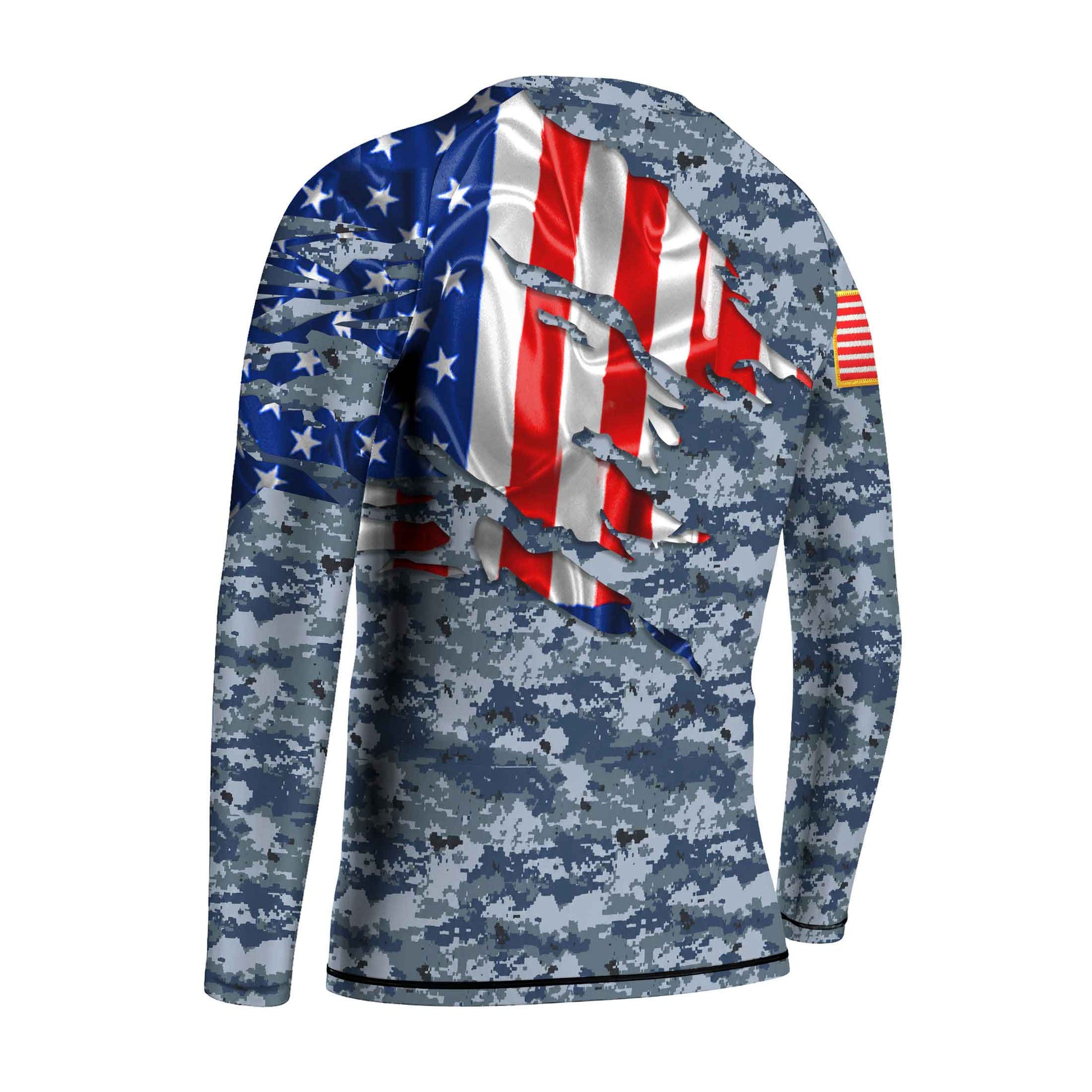 US Navy American Flag Camo Kids Rash Guard