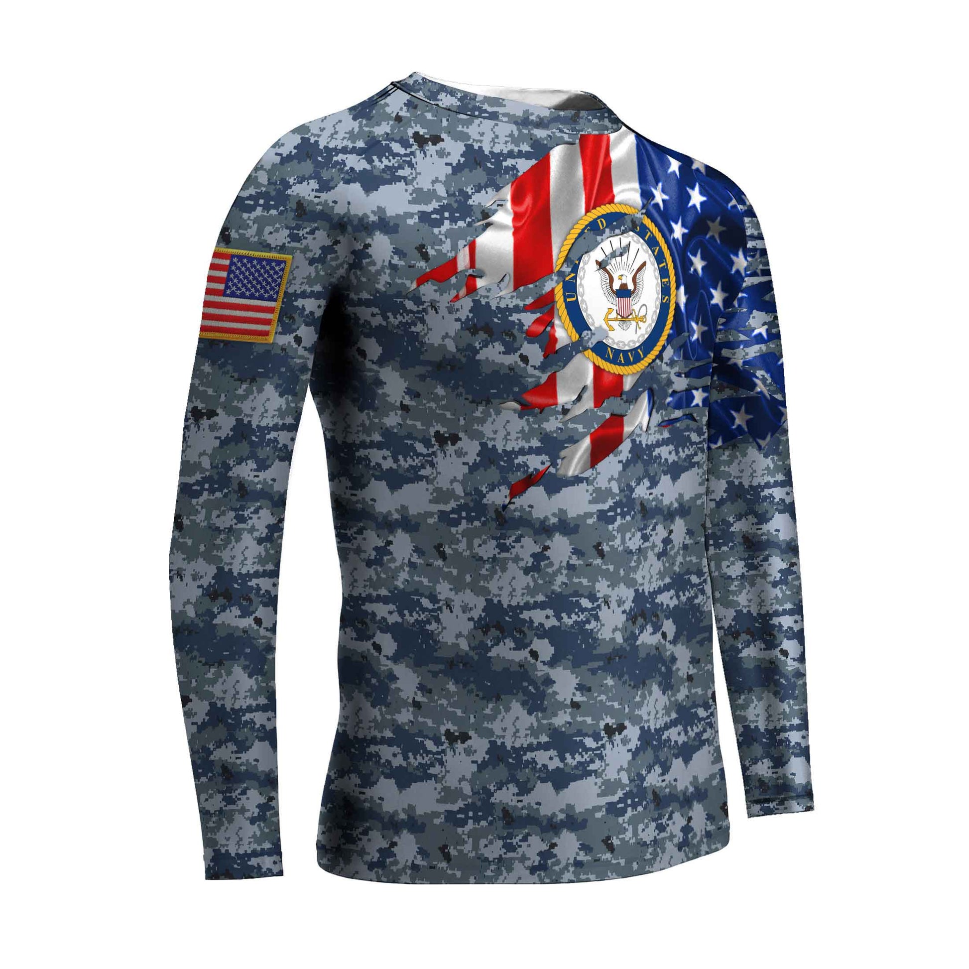 US Navy American Flag Camo Kids Rash Guard