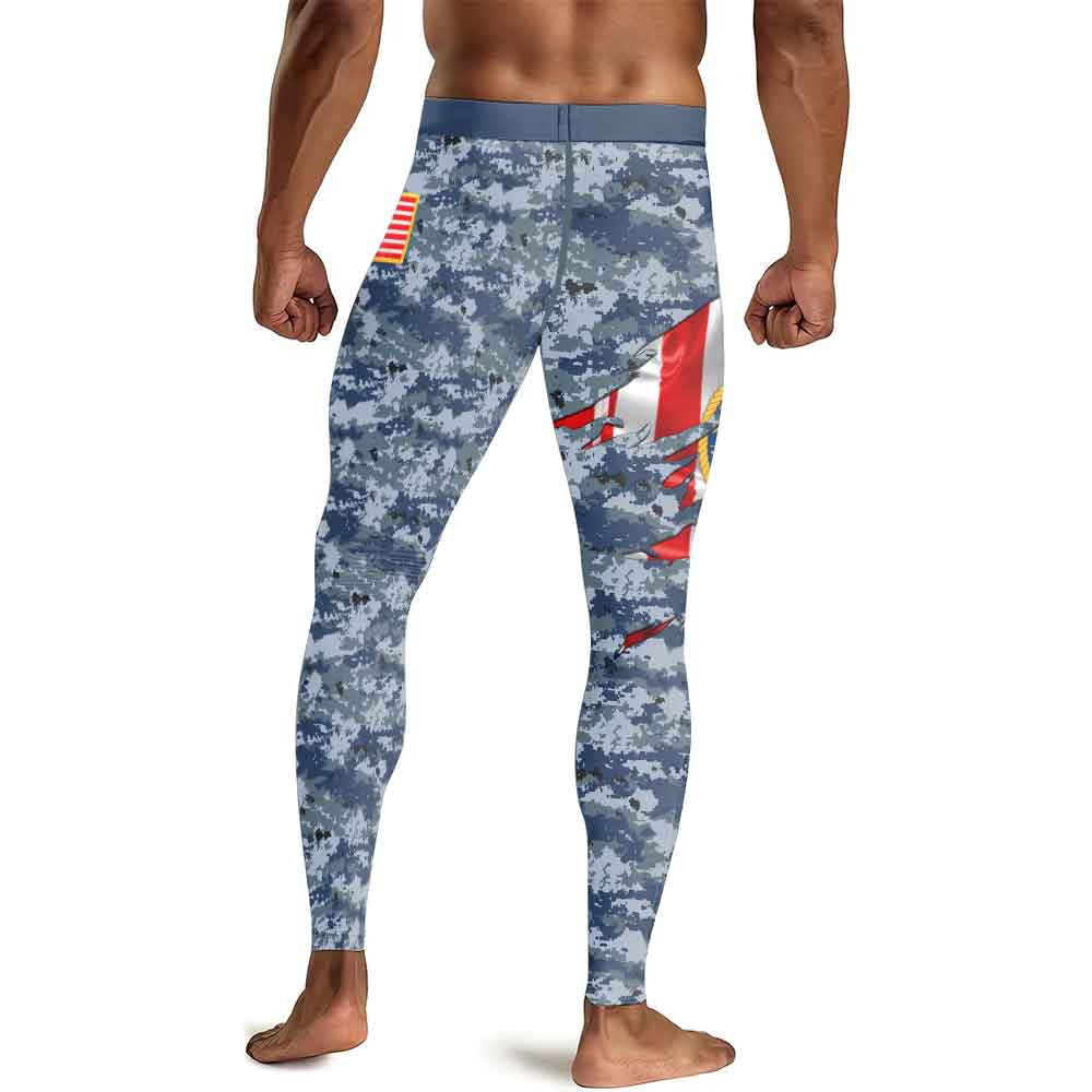 US Navy American Flag Camo Men's Compression Leggings