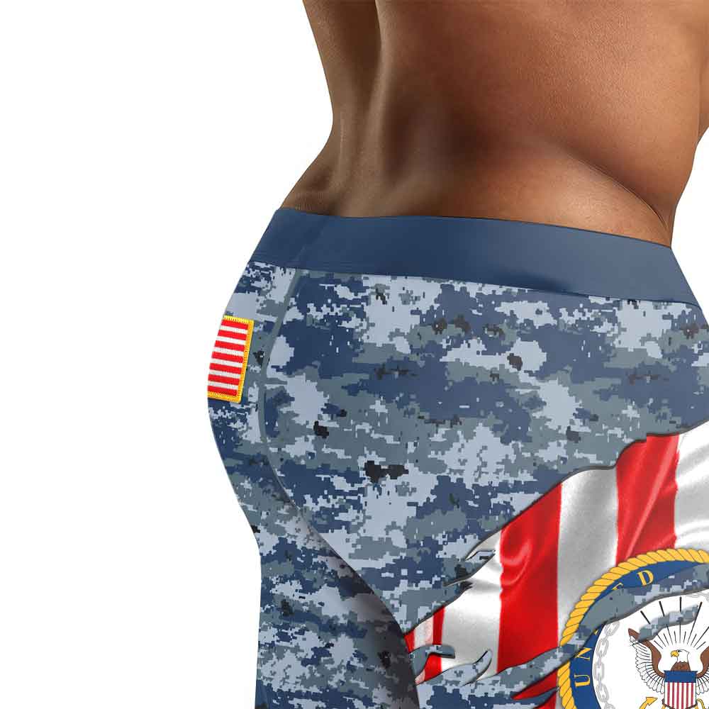 US Navy American Flag Camo Men's Compression Leggings