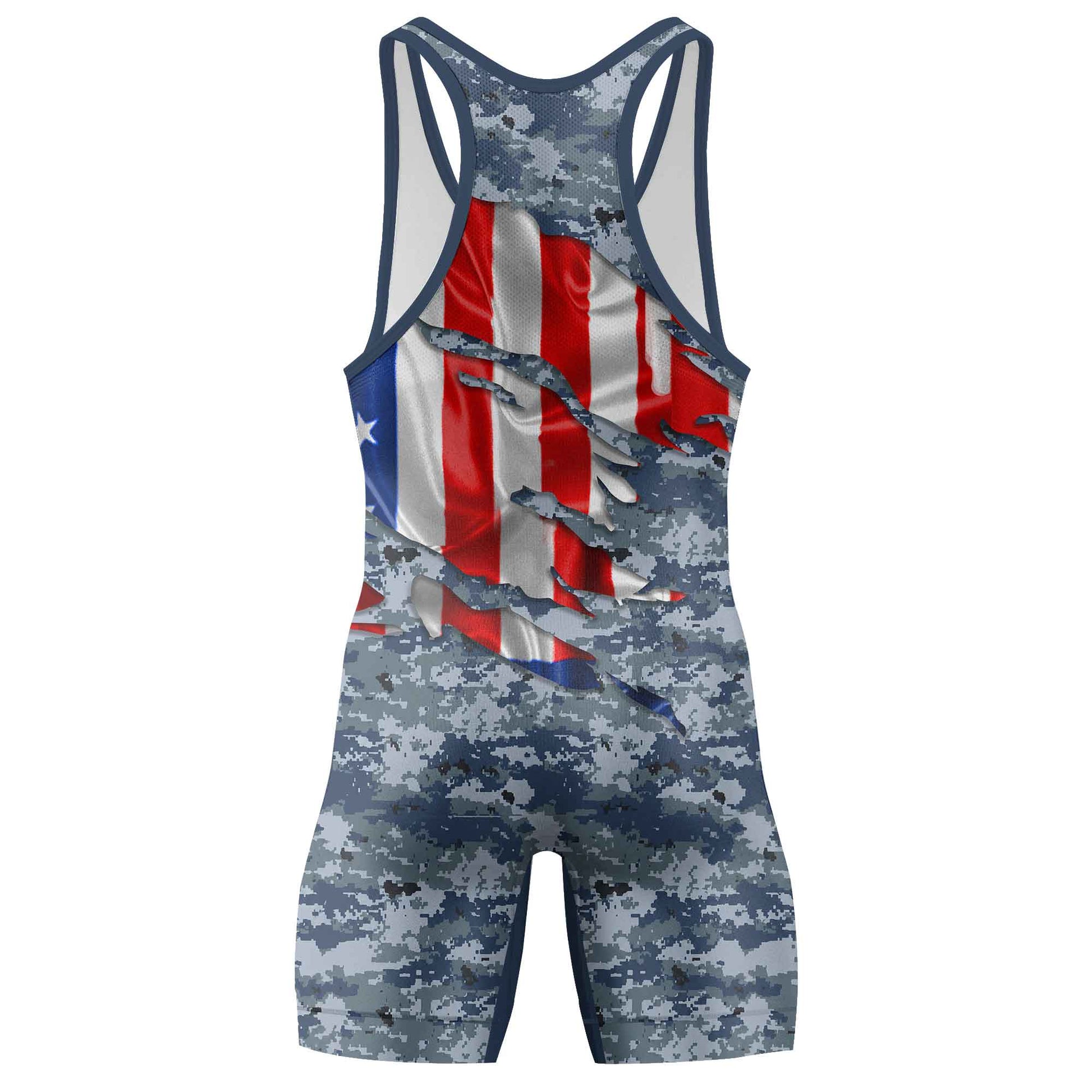 US Navy American Flag Camo Wrestling Singlets